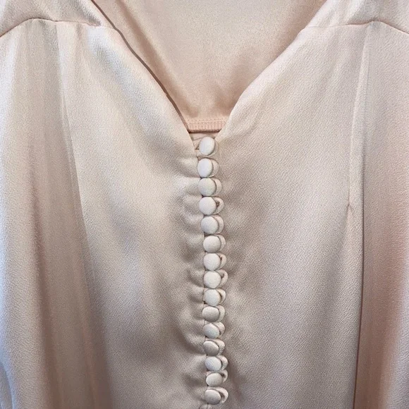 Sabo Skirt Champagne Satin Front Slit Low Back Long Dress Square Neck Size S - Picture 5 of 7